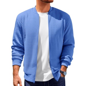 image:imageRuncati Mens Bomber Jacket Casual Lightweight Varsity Jackets Waffle Full Zip CoatBlue