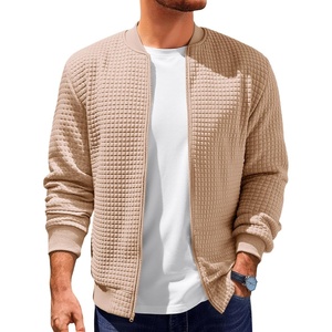 image:imageRuncati Mens Bomber Jacket Casual Lightweight Varsity Jackets Waffle Full Zip CoatKhaki