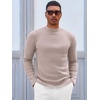 image:imageRuncati Mens Mock Turtleneck Sweater Slim Fit Casual Ribbed Knitted Pullover Fall Winter Basic Warm SweatersApricot