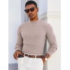 image:imageRuncati Mens Mock Turtleneck Sweater Slim Fit Casual Ribbed Knitted Pullover Fall Winter Basic Warm SweatersApricot