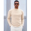 image:imageRuncati Mens Mock Turtleneck Sweater Slim Fit Casual Ribbed Knitted Pullover Fall Winter Basic Warm SweatersBeige