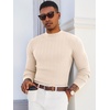 image:imageRuncati Mens Mock Turtleneck Sweater Slim Fit Casual Ribbed Knitted Pullover Fall Winter Basic Warm SweatersBeige