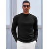image:imageRuncati Mens Mock Turtleneck Sweater Slim Fit Casual Ribbed Knitted Pullover Fall Winter Basic Warm SweatersBlack