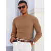 image:imageRuncati Mens Mock Turtleneck Sweater Slim Fit Casual Ribbed Knitted Pullover Fall Winter Basic Warm SweatersBrown