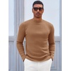 image:imageRuncati Mens Mock Turtleneck Sweater Slim Fit Casual Ribbed Knitted Pullover Fall Winter Basic Warm SweatersBrown