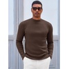 image:imageRuncati Mens Mock Turtleneck Sweater Slim Fit Casual Ribbed Knitted Pullover Fall Winter Basic Warm SweatersCoffee