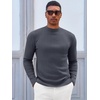 image:imageRuncati Mens Mock Turtleneck Sweater Slim Fit Casual Ribbed Knitted Pullover Fall Winter Basic Warm SweatersDark Gray
