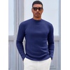 image:imageRuncati Mens Mock Turtleneck Sweater Slim Fit Casual Ribbed Knitted Pullover Fall Winter Basic Warm SweatersNavy