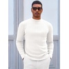 image:imageRuncati Mens Mock Turtleneck Sweater Slim Fit Casual Ribbed Knitted Pullover Fall Winter Basic Warm SweatersWhite