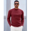 image:imageRuncati Mens Mock Turtleneck Sweater Slim Fit Casual Ribbed Knitted Pullover Fall Winter Basic Warm SweatersWine Red