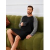 image:imageRuncati Mens Nightshirt Long Sleeve V Neck Nightgown Comfy Big amp Tall Lounge Pajama Sleepwear Sleep ShirtBlack