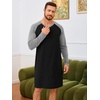 image:imageRuncati Mens Nightshirt Long Sleeve V Neck Nightgown Comfy Big amp Tall Lounge Pajama Sleepwear Sleep ShirtBlack