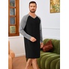 image:imageRuncati Mens Nightshirt Long Sleeve V Neck Nightgown Comfy Big amp Tall Lounge Pajama Sleepwear Sleep ShirtBlack