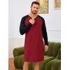 image:imageRuncati Mens Nightshirt Long Sleeve V Neck Nightgown Comfy Big amp Tall Lounge Pajama Sleepwear Sleep ShirtBurgundy