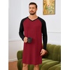 image:imageRuncati Mens Nightshirt Long Sleeve V Neck Nightgown Comfy Big amp Tall Lounge Pajama Sleepwear Sleep ShirtBurgundy