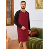 image:imageRuncati Mens Nightshirt Long Sleeve V Neck Nightgown Comfy Big amp Tall Lounge Pajama Sleepwear Sleep ShirtBurgundy