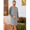 image:imageRuncati Mens Nightshirt Long Sleeve V Neck Nightgown Comfy Big amp Tall Lounge Pajama Sleepwear Sleep ShirtDark Grey