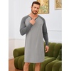 image:imageRuncati Mens Nightshirt Long Sleeve V Neck Nightgown Comfy Big amp Tall Lounge Pajama Sleepwear Sleep ShirtDark Grey