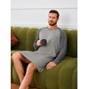 image:imageRuncati Mens Nightshirt Long Sleeve V Neck Nightgown Comfy Big amp Tall Lounge Pajama Sleepwear Sleep ShirtDark Grey