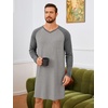 image:imageRuncati Mens Nightshirt Long Sleeve V Neck Nightgown Comfy Big amp Tall Lounge Pajama Sleepwear Sleep ShirtDark Grey