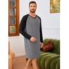 image:imageRuncati Mens Nightshirt Long Sleeve V Neck Nightgown Comfy Big amp Tall Lounge Pajama Sleepwear Sleep ShirtGrey