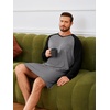 image:imageRuncati Mens Nightshirt Long Sleeve V Neck Nightgown Comfy Big amp Tall Lounge Pajama Sleepwear Sleep ShirtGrey