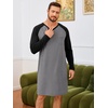 image:imageRuncati Mens Nightshirt Long Sleeve V Neck Nightgown Comfy Big amp Tall Lounge Pajama Sleepwear Sleep ShirtGrey