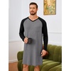image:imageRuncati Mens Nightshirt Long Sleeve V Neck Nightgown Comfy Big amp Tall Lounge Pajama Sleepwear Sleep ShirtGrey