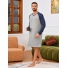 image:imageRuncati Mens Nightshirt Long Sleeve V Neck Nightgown Comfy Big amp Tall Lounge Pajama Sleepwear Sleep ShirtLight Grey