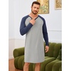 image:imageRuncati Mens Nightshirt Long Sleeve V Neck Nightgown Comfy Big amp Tall Lounge Pajama Sleepwear Sleep ShirtLight Grey