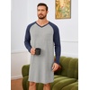 image:imageRuncati Mens Nightshirt Long Sleeve V Neck Nightgown Comfy Big amp Tall Lounge Pajama Sleepwear Sleep ShirtLight Grey