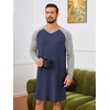 image:imageRuncati Mens Nightshirt Long Sleeve V Neck Nightgown Comfy Big amp Tall Lounge Pajama Sleepwear Sleep ShirtNavy