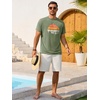 image:imageRuncati Mens Short Sleeve TShirts Casual Graphic Printed Tee Tops Crewneck Summer Beach Hawaiian Vintage ShirtArmy Green