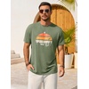 image:imageRuncati Mens Short Sleeve TShirts Casual Graphic Printed Tee Tops Crewneck Summer Beach Hawaiian Vintage ShirtArmy Green