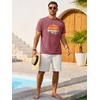 image:imageRuncati Mens Short Sleeve TShirts Casual Graphic Printed Tee Tops Crewneck Summer Beach Hawaiian Vintage ShirtBurgundy