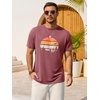 image:imageRuncati Mens Short Sleeve TShirts Casual Graphic Printed Tee Tops Crewneck Summer Beach Hawaiian Vintage ShirtBurgundy