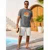 image:imageRuncati Mens Short Sleeve TShirts Casual Graphic Printed Tee Tops Crewneck Summer Beach Hawaiian Vintage ShirtGrey