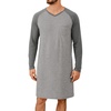 image:imageRuncati Mens Nightshirt Long Sleeve V Neck Nightgown Comfy Big amp Tall Lounge Pajama Sleepwear Sleep ShirtDark Grey