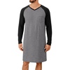 image:imageRuncati Mens Nightshirt Long Sleeve V Neck Nightgown Comfy Big amp Tall Lounge Pajama Sleepwear Sleep ShirtGrey