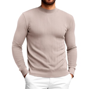 image:imageRuncati Mens Mock Turtleneck Sweater Slim Fit Casual Ribbed Knitted Pullover Fall Winter Basic Warm SweatersApricot