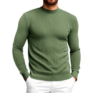 image:imageRuncati Mens Mock Turtleneck Sweater Slim Fit Casual Ribbed Knitted Pullover Fall Winter Basic Warm SweatersArmy Green