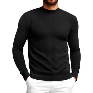 image:imageRuncati Mens Mock Turtleneck Sweater Slim Fit Casual Ribbed Knitted Pullover Fall Winter Basic Warm SweatersBlack
