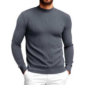 image:imageRuncati Mens Mock Turtleneck Sweater Slim Fit Casual Ribbed Knitted Pullover Fall Winter Basic Warm SweatersDark Gray