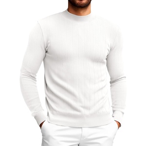 image:imageRuncati Mens Mock Turtleneck Sweater Slim Fit Casual Ribbed Knitted Pullover Fall Winter Basic Warm SweatersWhite