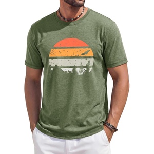 image:imageRuncati Mens Short Sleeve TShirts Casual Graphic Printed Tee Tops Crewneck Summer Beach Hawaiian Vintage ShirtArmy Green