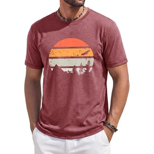 image:imageRuncati Mens Short Sleeve TShirts Casual Graphic Printed Tee Tops Crewneck Summer Beach Hawaiian Vintage ShirtBurgundy