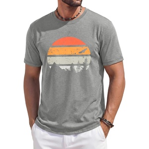 image:imageRuncati Mens Short Sleeve TShirts Casual Graphic Printed Tee Tops Crewneck Summer Beach Hawaiian Vintage ShirtLight Grey