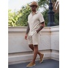 image:imageRuncati Mens Short Sleeve 2 Piece Sets Button Down Casual Summer Beach Vacation Linen Shirt and Shorts OutfitApricot