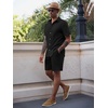 image:imageRuncati Mens Short Sleeve 2 Piece Sets Button Down Casual Summer Beach Vacation Linen Shirt and Shorts OutfitBlack