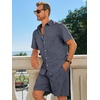 image:imageRuncati Mens Short Sleeve 2 Piece Sets Button Down Casual Summer Beach Vacation Linen Shirt and Shorts OutfitNavy